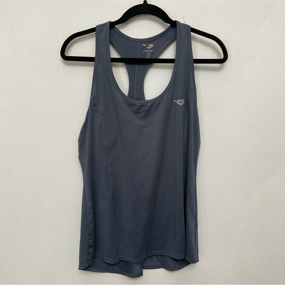 Pony Grey Quick Dry Razorback Workout Tank Top Size L Athletic Gym Lightweight